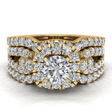 Wedding Ring Set-Diamond Loop Shank w/ Enhancer Band 1.55 cttw 14k Gold-SI - Yellow Gold