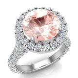 Morganite Engagement Rings 14K Gold Halo rings for women 5.50 ct-I,I1 - White Gold