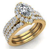 Marquise Cut Halo Diamond Wedding Ring Set w/ Enhancer Bands 1.55 ctw 18K Gold-G,VS - Yellow Gold