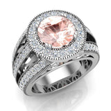 8 MM Morganite Engagement Rings Anniversary gifts for her 3.50 ct-G,VS - White Gold