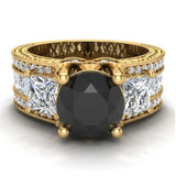 Black Diamond Ring Past Present Future Accented Diamond 14K Gold-I1 - White Gold