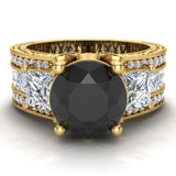 Black Diamond Engagement Rings for Women 8mm 5.35 ct 14K Gold-SI - Yellow Gold