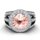 Morganite engagement ring Real diamond accents 14K Gold 4.56 ctw SI - White Gold