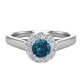 1/3 ctw Blue Diamond Halo Setting Promise Ring 14K Gold - White Gold