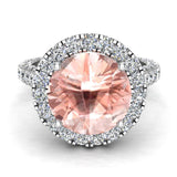 Morganite Engagement Rings 18K Gold Halo rings for women 5.50 ct-G,VS - White Gold