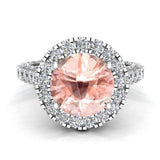 Morganite diamond engagement rings 14K 4.30 ctw Glitz Design I I1 - White Gold