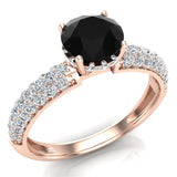 Black & White Three Row Diamond Engagement Ring 14K Gold 1.20 ct-G,SI - Rose Gold