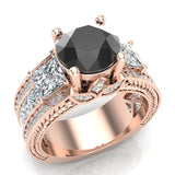 Black Diamond Engagement Rings for Women 8mm 5.35 ct 14K Gold-SI - Rose Gold