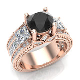 Black Diamond Ring Past Present Future Accented Diamond 14K Gold-SI - Rose Gold