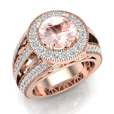 8 MM Morganite Engagement Rings Anniversary gifts for her 3.50 ct-G,SI - Rose Gold