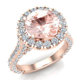 Morganite diamond engagement rings 14K 4.30 ctw Glitz Design G SI - Rose Gold