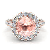 Morganite diamond engagement rings 14K 4.30 ctw Glitz Design I I1 - Rose Gold