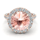 Morganite Engagement Rings 14K Gold Halo rings for women 5.50 ct-G,SI - Rose Gold