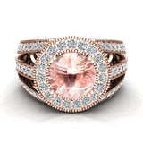 8 MM Morganite Engagement Rings Anniversary gifts for her 3.50 ct-G,SI - Rose Gold