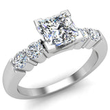 Princess  Diamond Engagement Ring for Women 5-stone Ring 14K Gold-G,I1 - White Gold