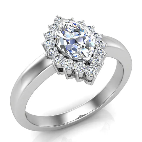 April Birthstone Classic Marquise Diamond Ring 18K Gold-G,VS - White Gold
