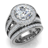 4.96 ct Moissanite Diamond Wedding Rings Bridal Set Round brilliant I1 - White Gold