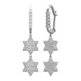 Star of David Diamond Dangle Earrings Drop Style 18K Gold 1.31 ct-G,VS - White Gold