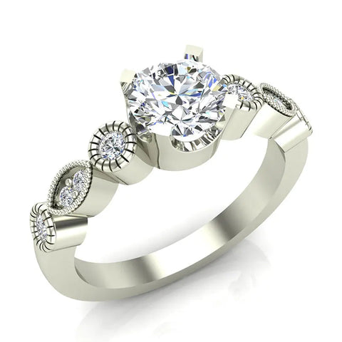 0.93 Carat Vintage Engagement Ring Settings 18K Gold (G,SI)