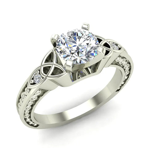 0.78 Carat Art Deco Trinity Knot Engagement Ring 18K Gold(G,SI)