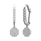 Octagon Diamond Dangle Earrings Drop Style 14K Gold 1.20 ctw-G,SI - White Gold