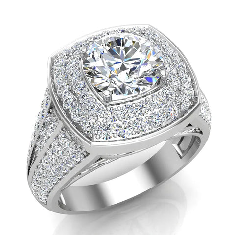 Round Diamond Engagement Rings Tapered Shank 18k Gold GIA 2.17 ct-VS - White Gold