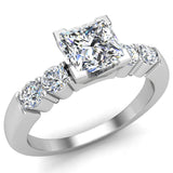 Princess  Diamond Engagement Ring for Women 5-stone Ring 14K Gold-G,VS2 - White Gold