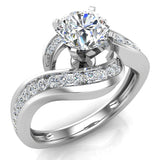 1.00 ct Solitaire Diamond Engagement Rings Intertwined Loop 14K Gold-I,I1 - White Gold
