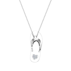 Flip Flop Sandals Diamond Charm Necklace 14K White Gold