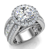 Moissanite engagement rings 14K Gold diamond accented ring 6.35 ct-SI - White Gold