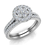0.75 carat total weight Flower cluster Diamond Wedding Ring Bridal set 14K Gold  (I,I1) - White Gold