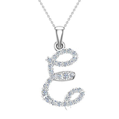 Initial pendant E Letter Charms Diamond Necklace White Gold