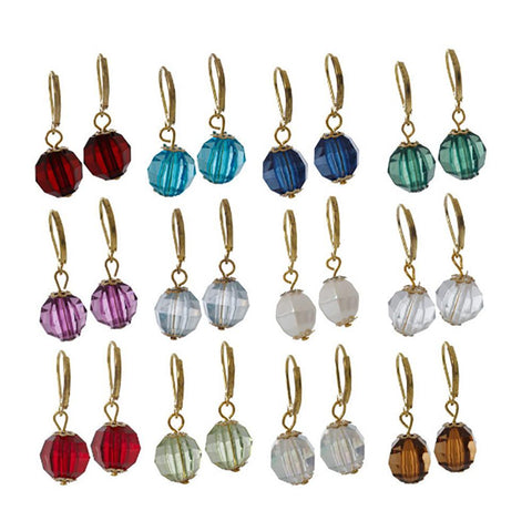 Set of 12 Colors of Birthstone Lever Back Earrings