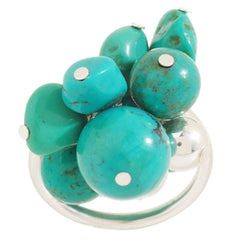 Turquoise Bead Sterling Stretch Ring