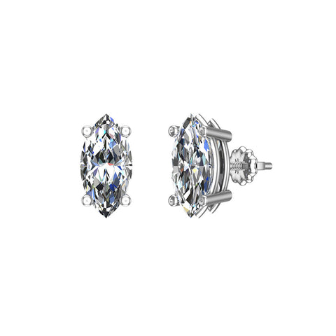 Diamond Stud Earrings Marquise Cut Diamond Earrings 18K Gold-G,VS - White Gold