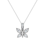 14K Gold Necklace 0.17 ct tw Diamond Butterfly Charm-I,I1 - White Gold