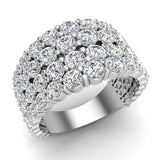 Quadruple Line Diamond Half Eternity Band Wedding Ring 14K Gold (I,I1) - White Gold