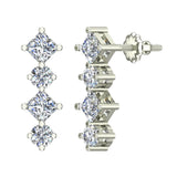 Simplistic Square and Dot Motif Dangle Diamond Earrings 14K Gold 1.64 ct-I,I1 - White Gold