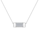 14K Gold Necklace Pave Diamond Capsule Shape Pendant 3/4 Ct-I2 - White Gold