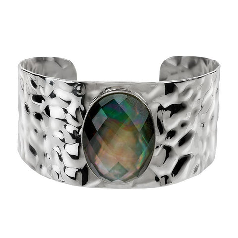 As Is Honora Oval Mother-of-Pearl Doublet Avg. Stainless Steel Cuff