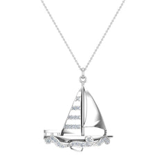 Sailboat Diamond Necklaces for Women White Gold