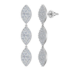 Marquise Diamond Chandelier Earrings Waterfall Style 14K White Gold