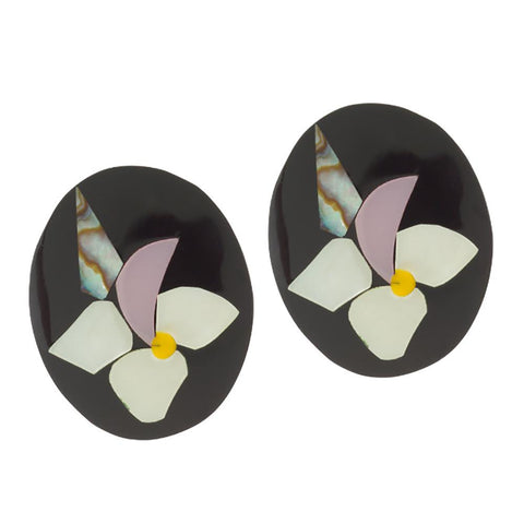 Lee Sands Flower Inlay Earrings