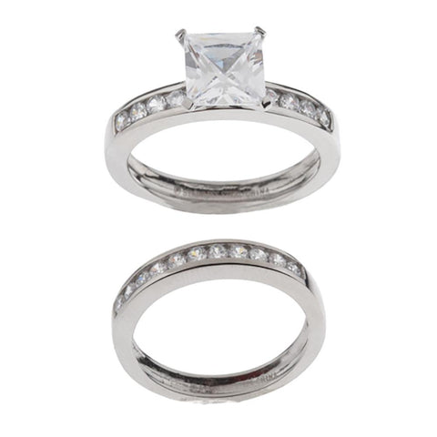 Steel by Design Simulated Diamond Two-Piece Ring Set