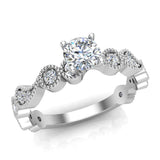 Designer Paisley Round Diamond Engagement Ring 14K Gold 0.67 ct SI - White Gold