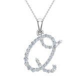 Initial pendant Q Letter Charms Diamond Necklace 18K Gold-G,VS - White Gold
