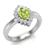 August Birthstone Peridot Marquise 14K Gold Diamond Ring 1.00 ct tw - White Gold