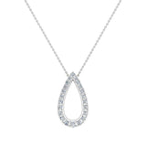 14K Gold Necklace Teardrop-Shape Necklace 0.34 ct tw Diamonds-I2 - White Gold
