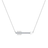 14K Gold Necklace 0.11 ct Diamond Arrow Pendant Glitz Design (LM,I2) - White Gold
