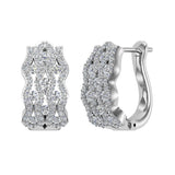 1.25 Ct Intertwined Huggies Styled Diamond Hoop Earrings 14K White Gold (I,I1) - White Gold